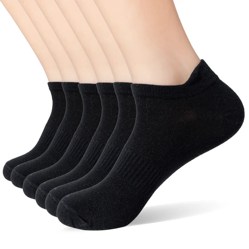 6Pairs Women Men Socks Couple Student Cotton New plus Size Sports Ear Mesh Spot Running Solid Color Boat Ankle Socks-Gennys fashion