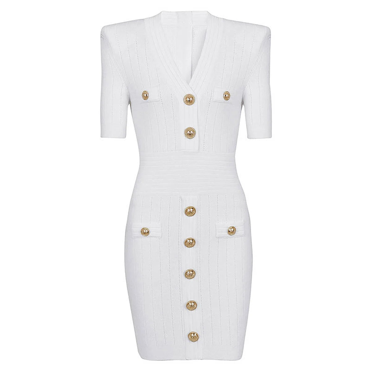 Elegant V Neck Knitting Sweater Dresses for Women Summer 2024 Short Sleeve Slim Fit Sheath Mini Party Dress Elegant Vestido-Gennys fashion