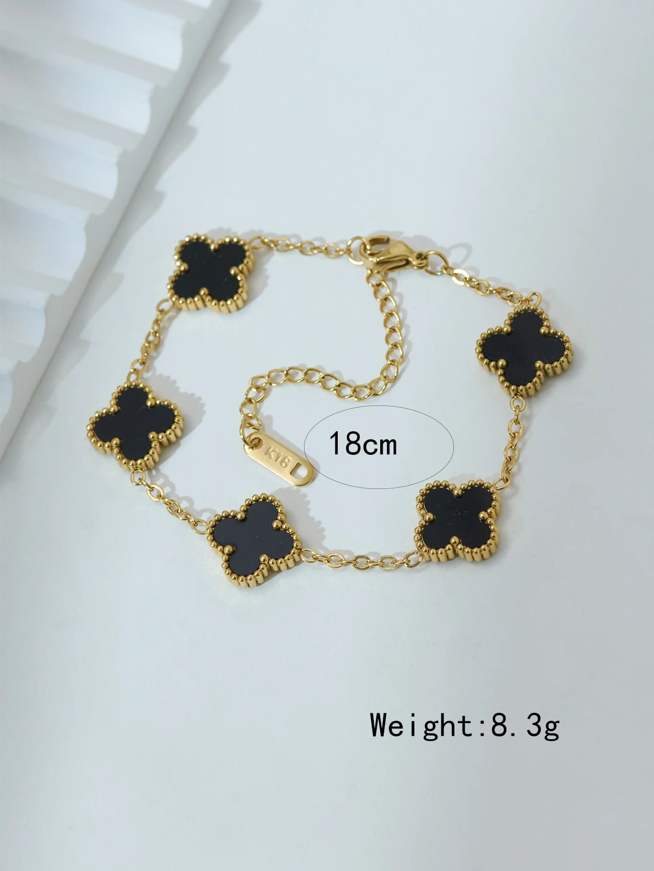 Double-Sided Mother-Of-Pearl Black Four-Leaf Clover Set Women'S 18K Gold Plated High Class Elegant Fashion Jewellery Set-Gennys fashion