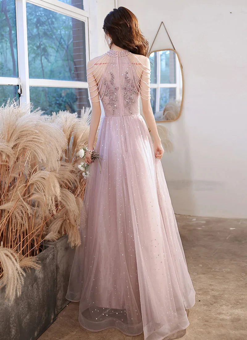 Luxury High Quality Pink Evening Dress 2024 for Prom Summer Autumn Temperament Socialite Senior Party Dress for Women-Gennys fashion