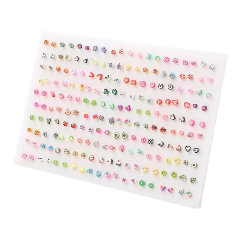 100Pair Women Acrylic Crystal Small Stud Earrings Set Girls Child Heart Star Animal Moon Crown Plastic Geometric Earring Jewelry-Gennys fashion