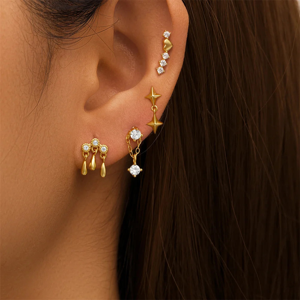925 Silver Rhombus Zircon Stud Earrings-Gennys fashion