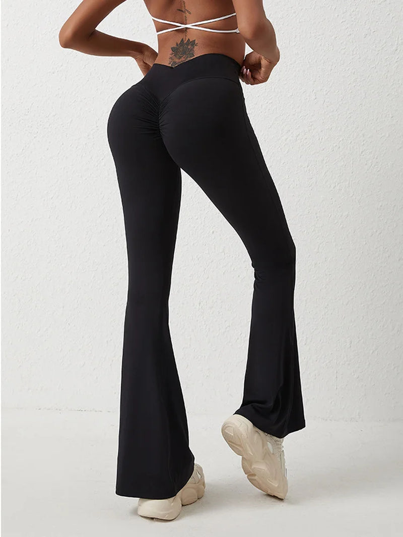 Sports Flared Leggings Wome Bootcut Yoga Pants Flare Leg Gym Fitness Dance Work Tight Pants Casual High Waist Wide Leg-Gennys fashion