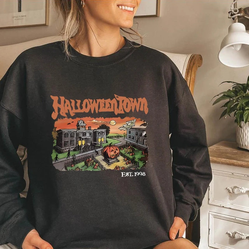 Retro Halloweentown 1998 Crewneck Sweatshirt Halloween Shirt Funny Halloween Party Sweater Fall Pumpkin Tshirts Halloween Gift-Gennys fashion