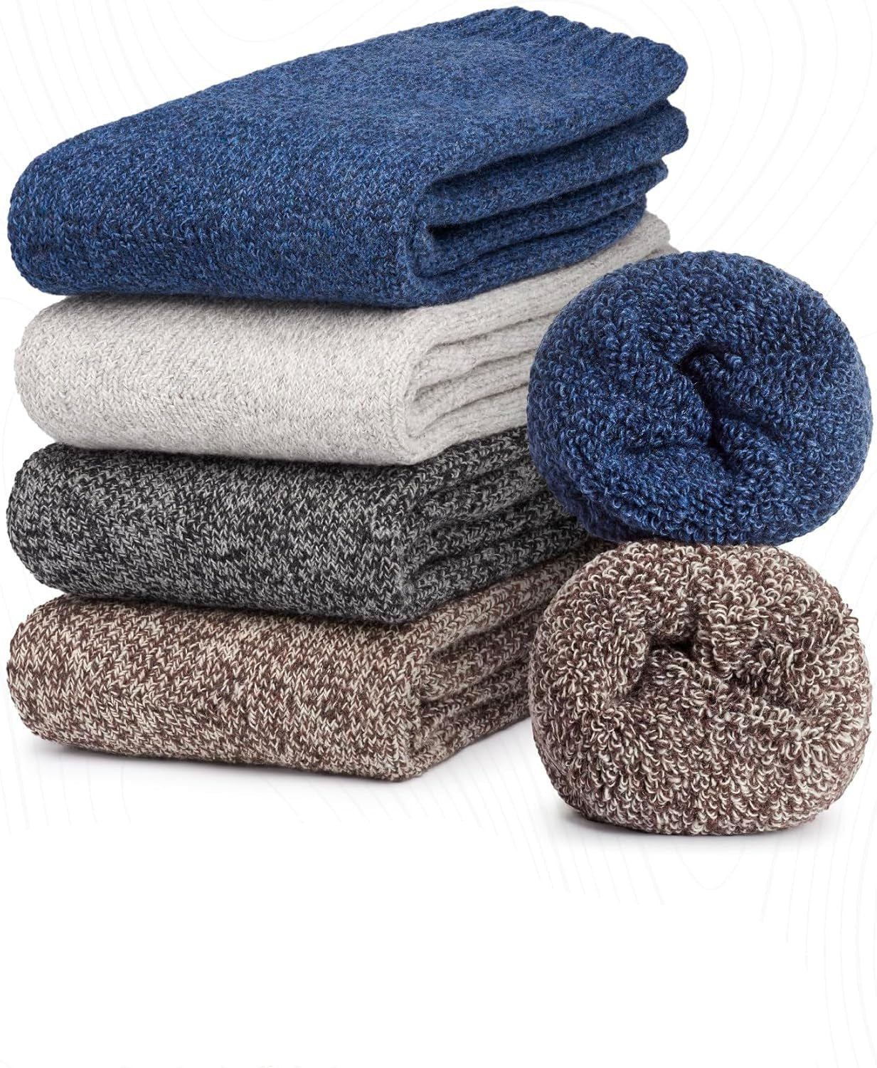 4 Pairs Mens Thermal Socks, Merino Wool-Blend, Thick Hiking Socks, Breathable, Warm and Perfect for Outdoor Winter Wear, UK 6-11-Gennys fashion