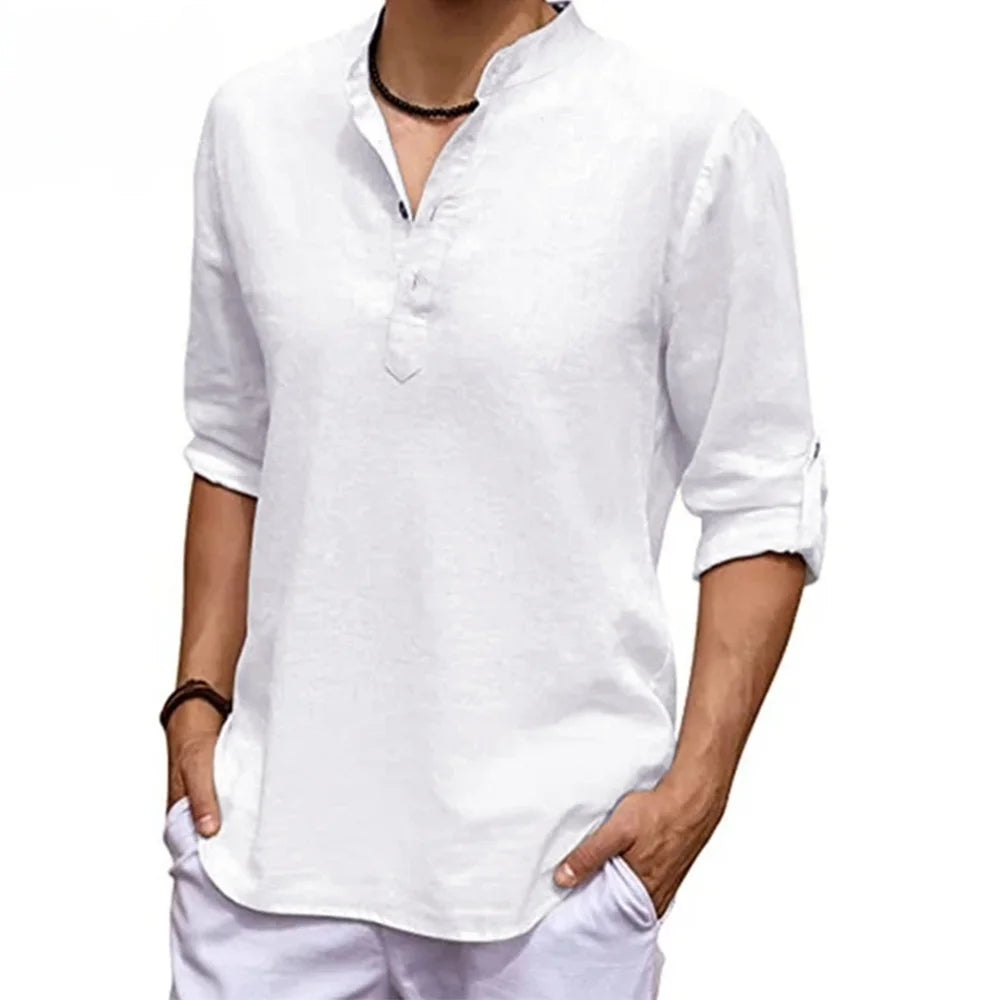 Men'S Shirts Casual Outdoors Basic Style Solid Color All-Match Long-Sleeved Thin Loose Blouse Male Spring Autumn Streetwear-Gennys fashion