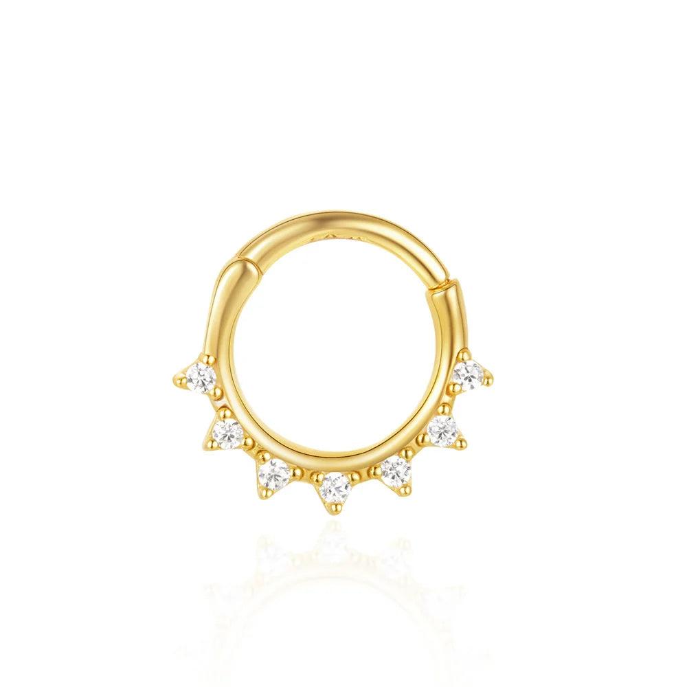 925 Sterling Silver Mini Zircon Piercing Oreja Nariz Tragus K Gold Hoop Earrings for Women Minimalist Elegant Fine Jewelry-Gennys fashion