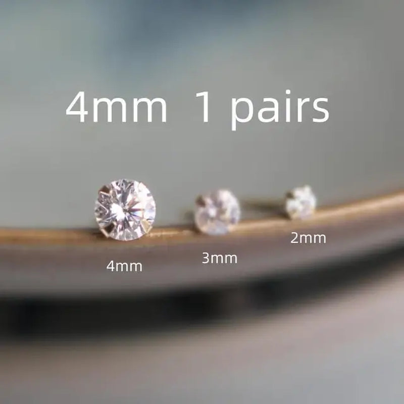 14 K Gold Crystal Earring for Women, Mini Dainty Simple Style, Small Stud Earrings, Jewelry Gift, Kj50-Gennys fashion