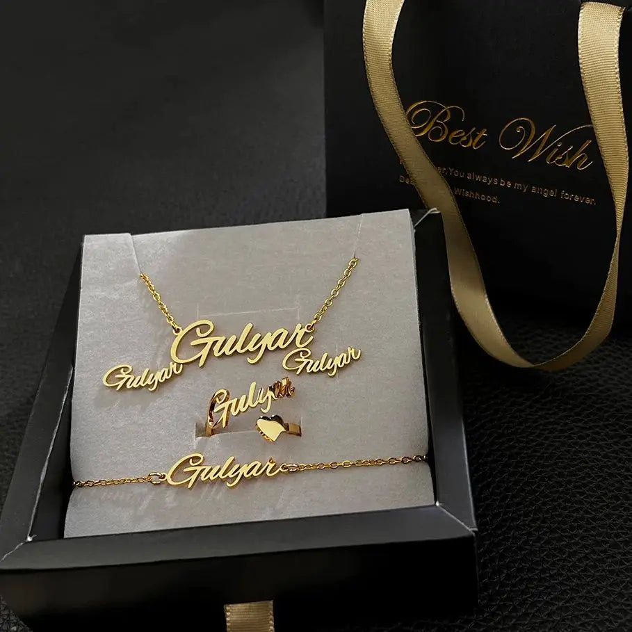 Fashion Custom Stainless Steel Jewelry Sets for Women Baby Name Earrings Set Personalized Customized Nameplate Mothers Day Gift-Gennys fashion