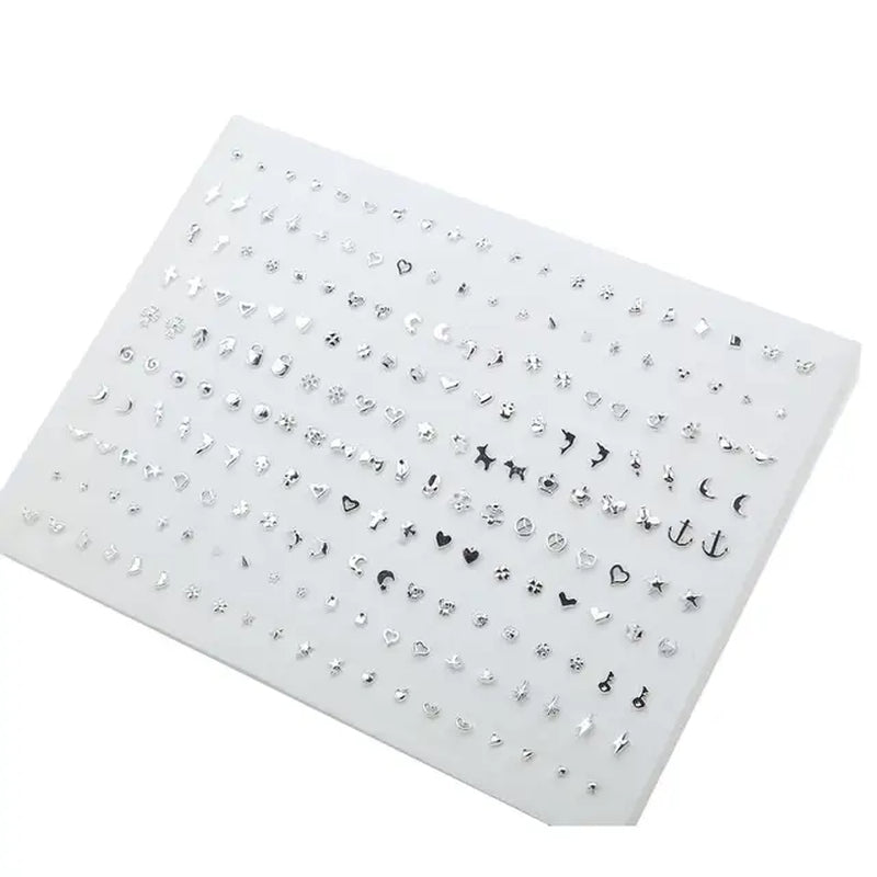 100Pair Women Acrylic Crystal Small Stud Earrings Set Girls Child Heart Star Animal Moon Crown Plastic Geometric Earring Jewelry-Gennys fashion