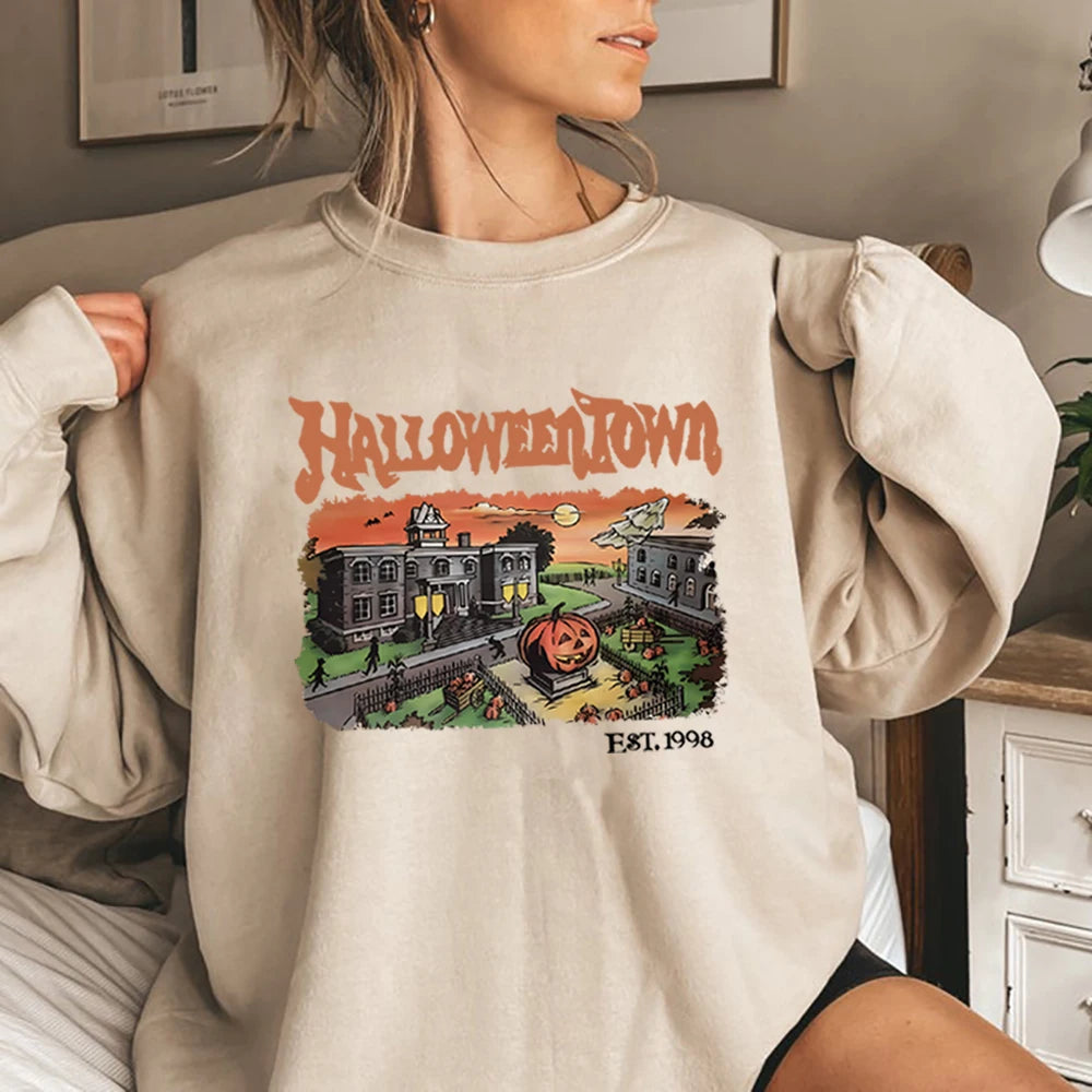 Retro Halloweentown 1998 Crewneck Sweatshirt Halloween Shirt Funny Halloween Party Sweater Fall Pumpkin Tshirts Halloween Gift-Gennys fashion