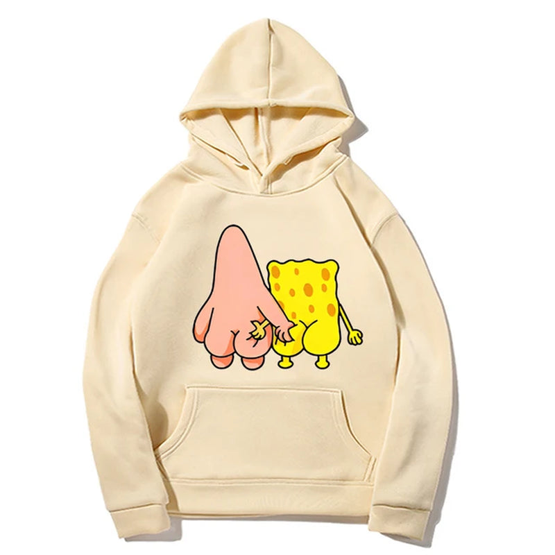 Fun and Funny Spongebob Squarepants and Patrick Star Men'S and Women'S Fashion Anime Street Trend Y2K Leisure Sports Hoodie-Gennys fashion