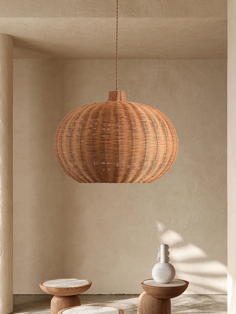 Southeast Asia Rattan Chandelier Cafe Creative Handmade Staircase Lights Vintage Lampshade Restaurant Bar Bird'S Nest Lighting-Gennys fashion