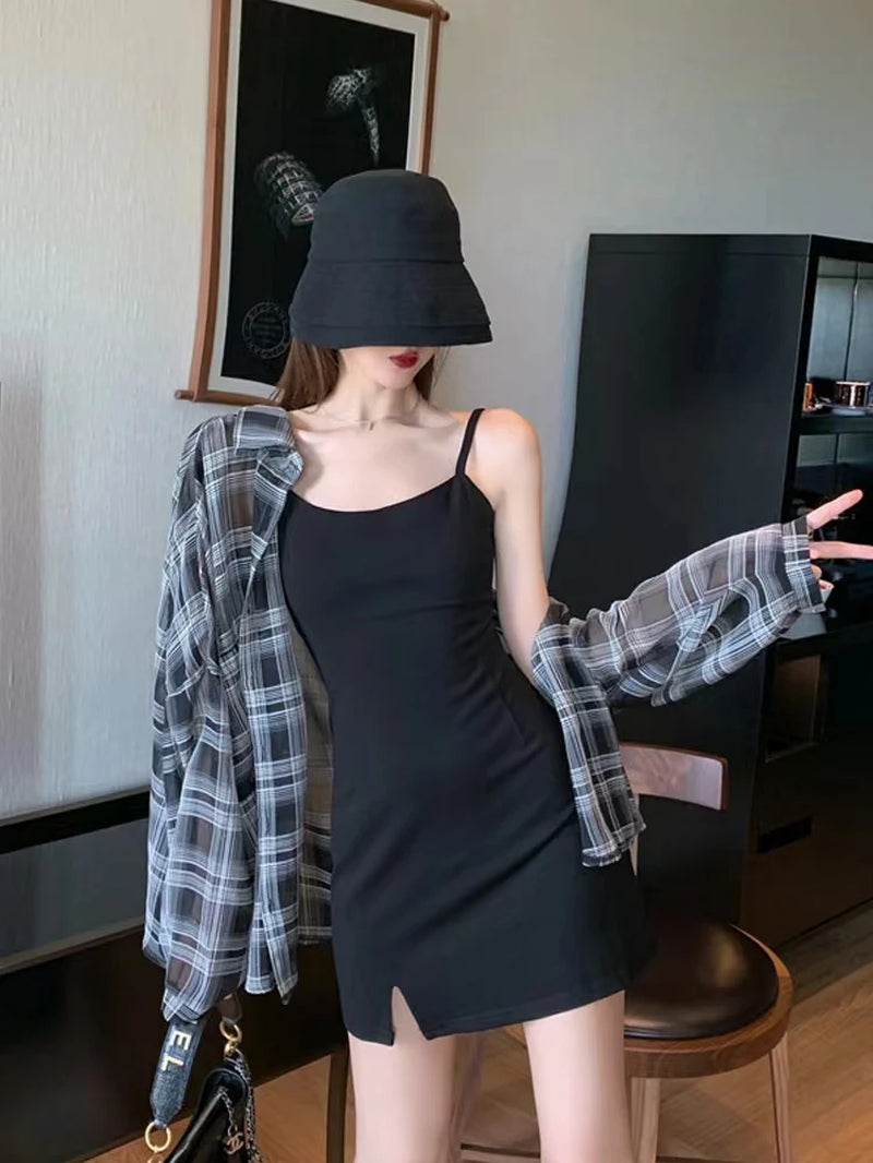Blouses Women Plaid Chic Daily Outwear Loose Vacation Elegant Simple Long Sleeve Shirts Ladies Korean Summer Sun-Proof Shirt-Gennys fashion