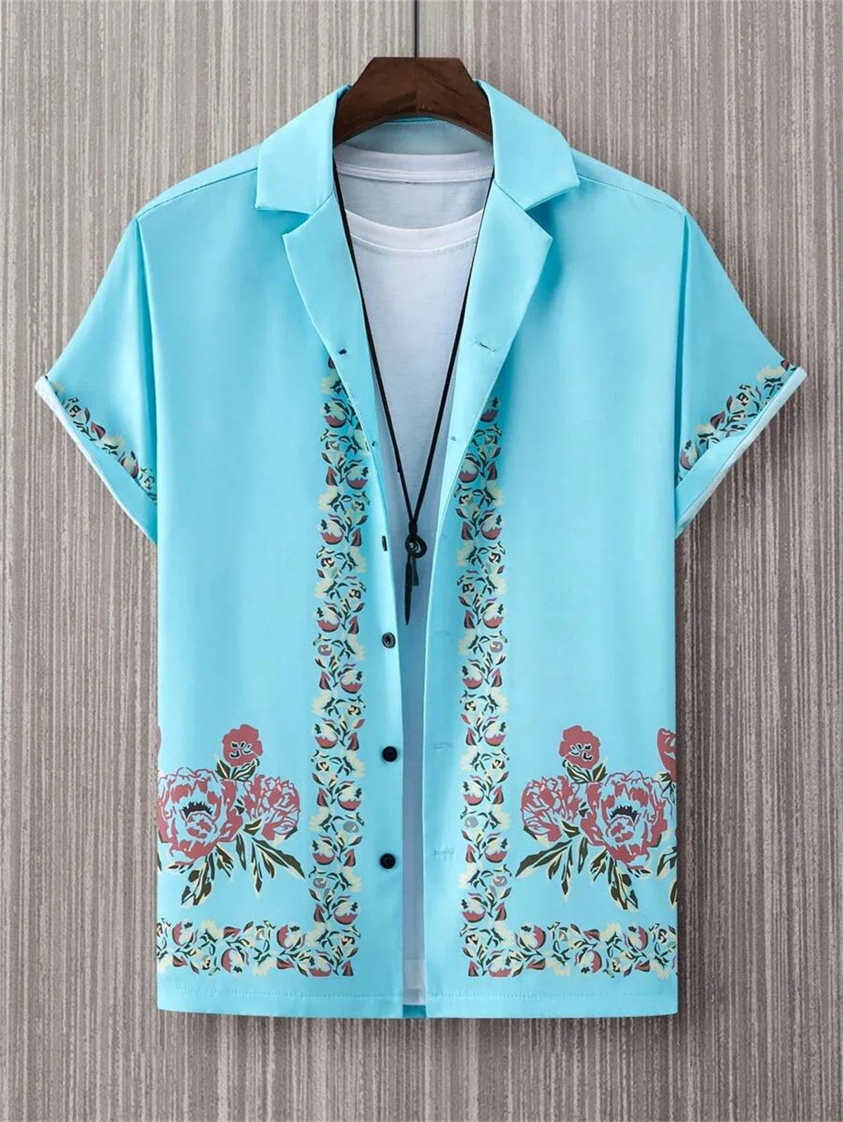 Men'S Worsted 3D Printed Short Sleeved Shirt, Daily Casual Hawaiian Lapel Top, Comfortable Short Sleeved Shirt-Gennys fashion