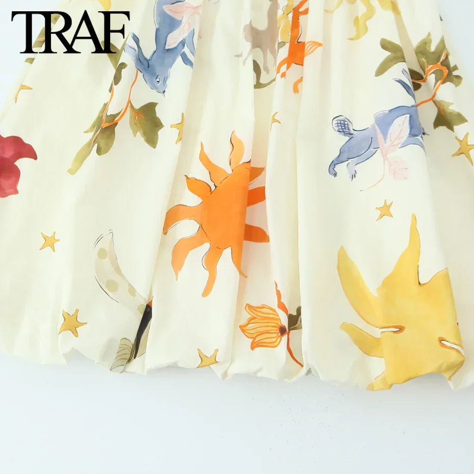 Women Fashion Summer Printing Loose Side Zip Sleeveless Backless Sling Mini Dress Chic Female French Elegance Evening-Gennys fashion