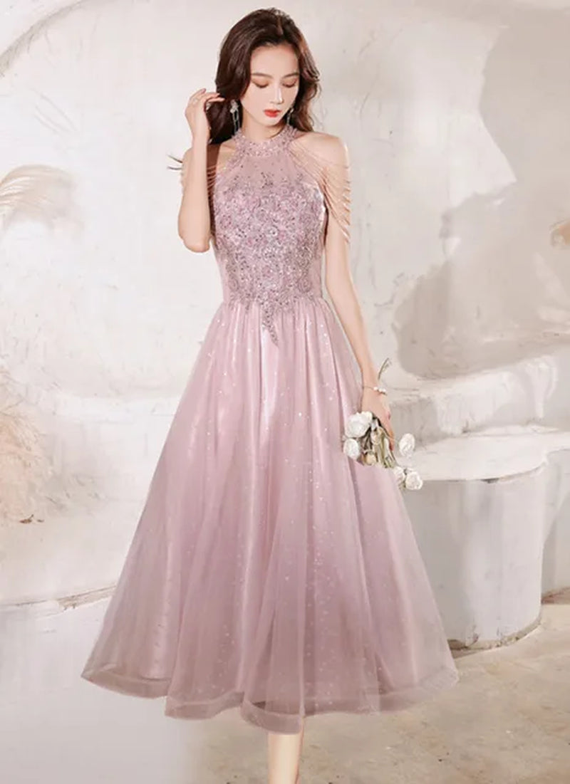 Luxury High Quality Pink Evening Dress 2024 for Prom Summer Autumn Temperament Socialite Senior Party Dress for Women-Gennys fashion