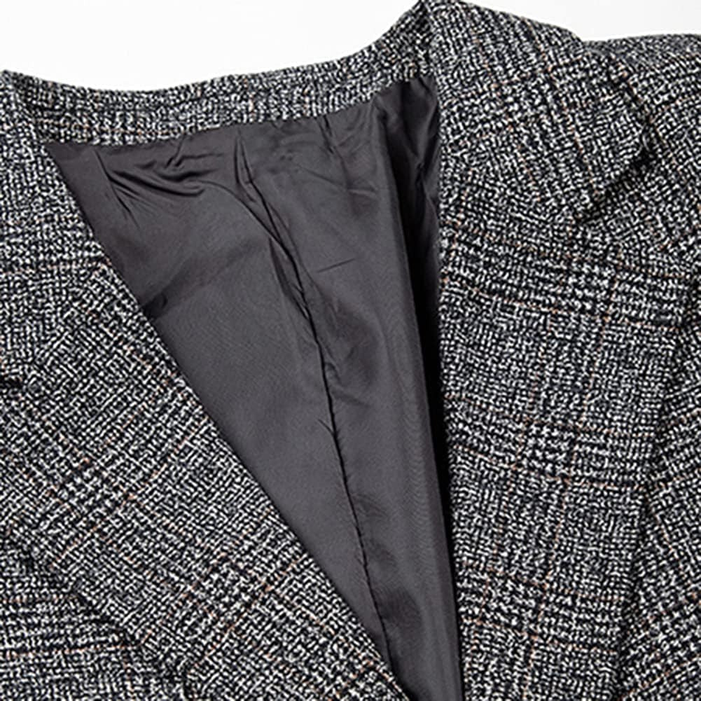 Mens Vintage Check Blazer Slim Fit 2 Buttons Business Casual Plaid Suit Jacket-Gennys fashion