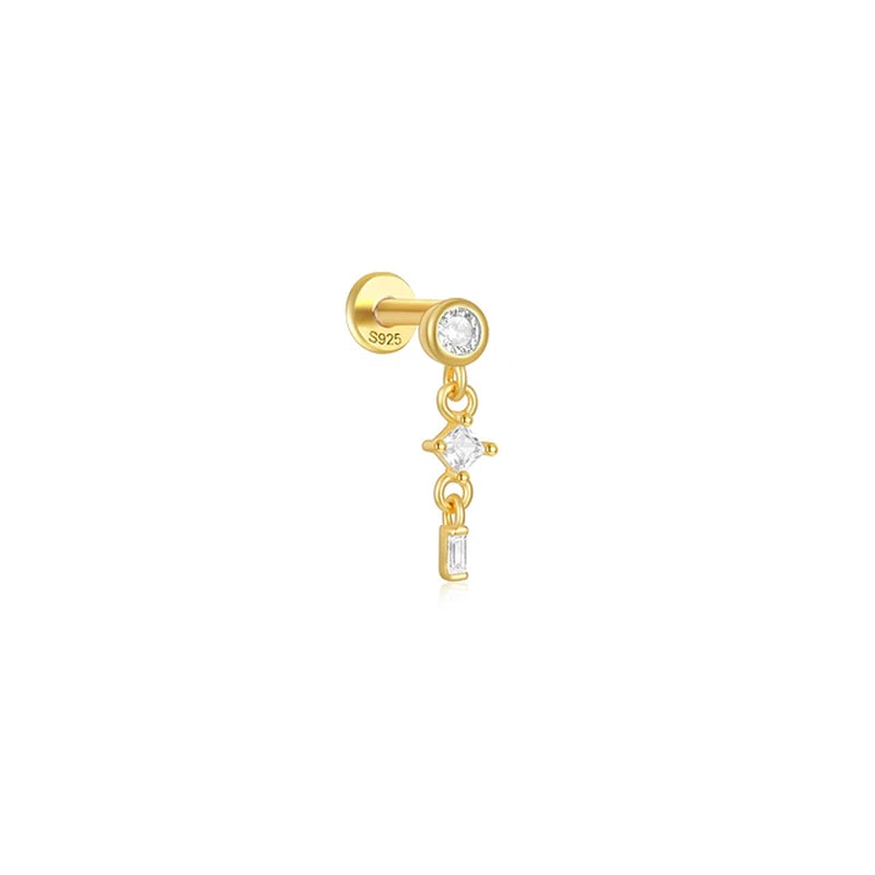 925 Silver Rhombus Zircon Stud Earrings-Gennys fashion