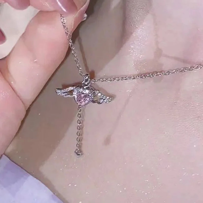 Angel Wings Heart Necklace Set