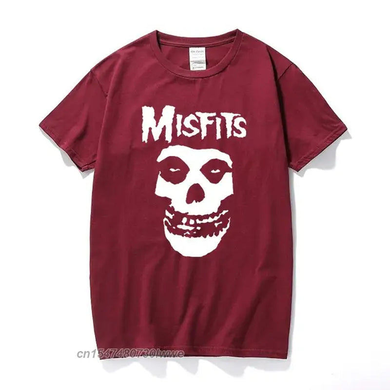 New Men'S Hip-Hop Punk Skull Misfits Brand Cotton Short-Sleeve T-Shirt Cool Design Male Summer Basic Tops-Gennys fashion