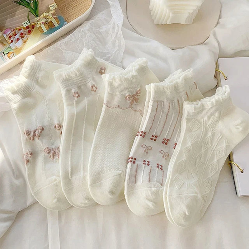 5 Pairs of Avocado Ankle Socks Cartoon Fresh Fashion Breathable Summer and Autumn 2023 New Kawaii Comforts Women'S Boat Socks-Gennys fashion