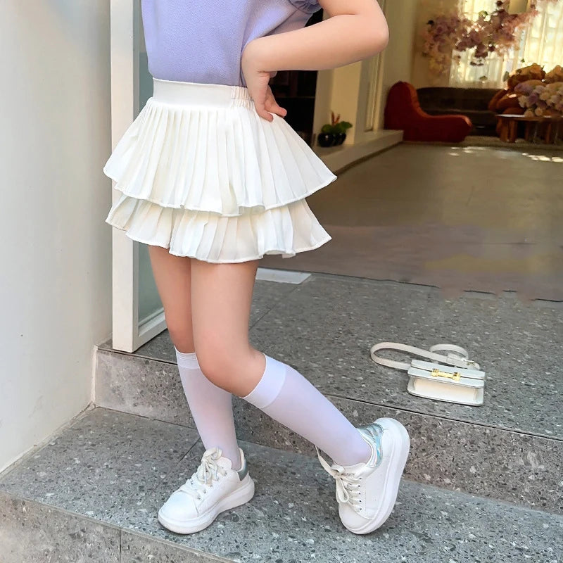 Girls' Cake Skirt Summer White Half Skirt Princess Style Children'S Fluffy Short Skirt Fashionable Street Style Baby-Gennys fashion