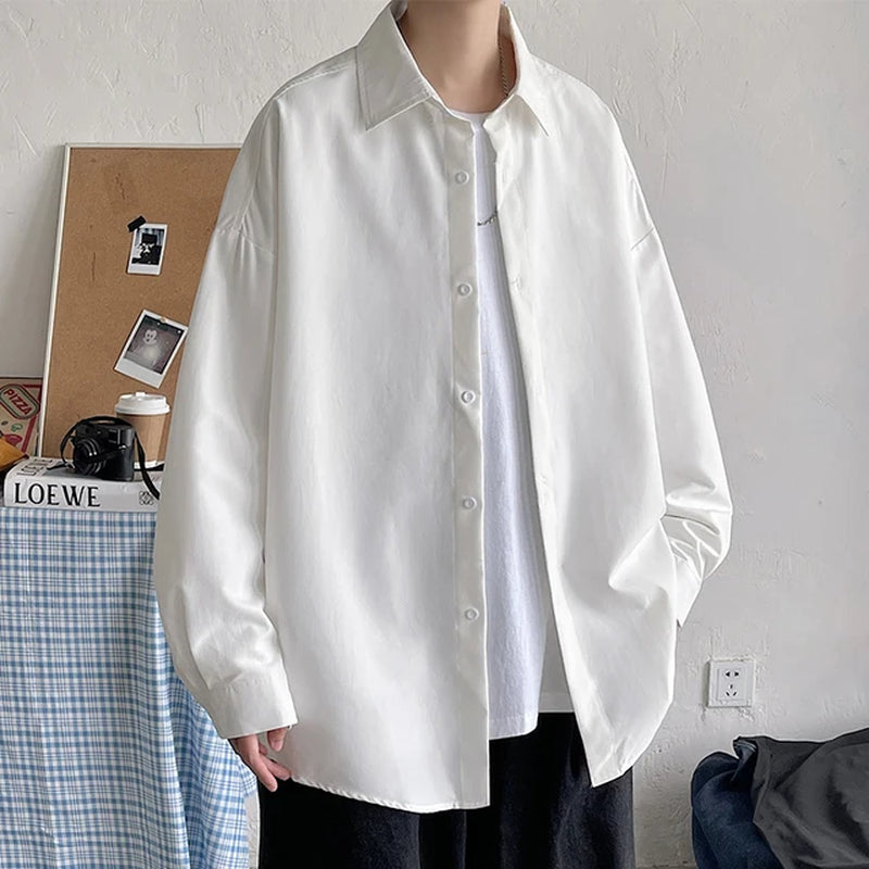 Men Korean Fashion White Long Sleeve Shirts 2023 Mens Harajuku Black Oversized Shirt Male Button up Shirts Blouses 5XL-Gennys fashion