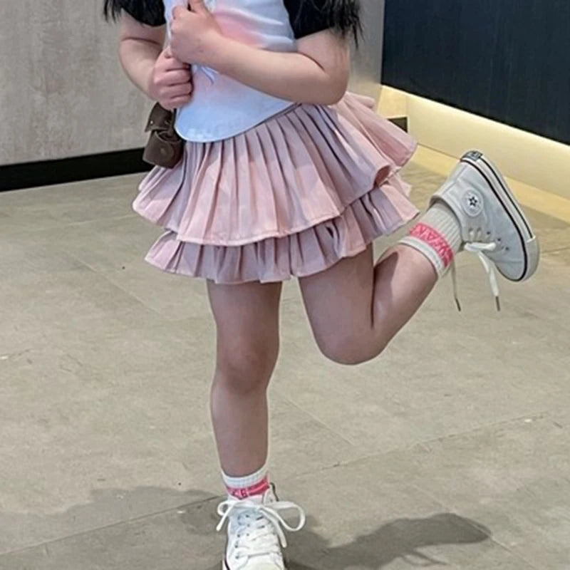 Girls' Cake Skirt Summer White Half Skirt Princess Style Children'S Fluffy Short Skirt Fashionable Street Style Baby-Gennys fashion