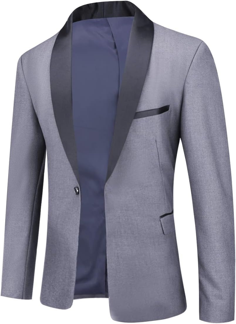 Mens Blazer Suit Jacket Slim Fit Single Breasted One Button Solid Casual Blazer for Business Wedding-Gennys fashion