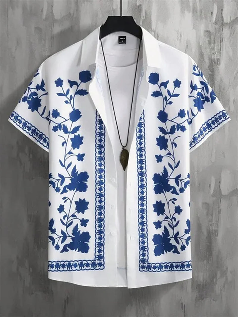 3D Printed Hawaiian Men'S Short Sleeved Shirt, Soft and Comfortable Clothing, Fashionable Floral Design; Summer New-Gennys fashion