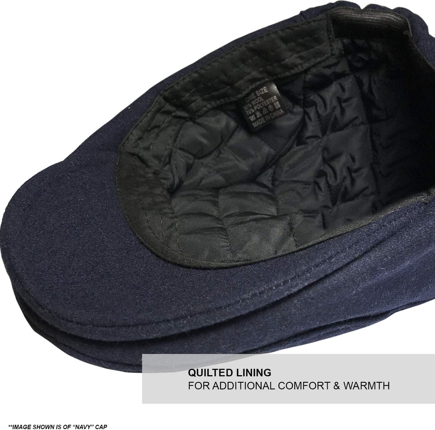 ® Mens Plain Wool Blend Flat Cap