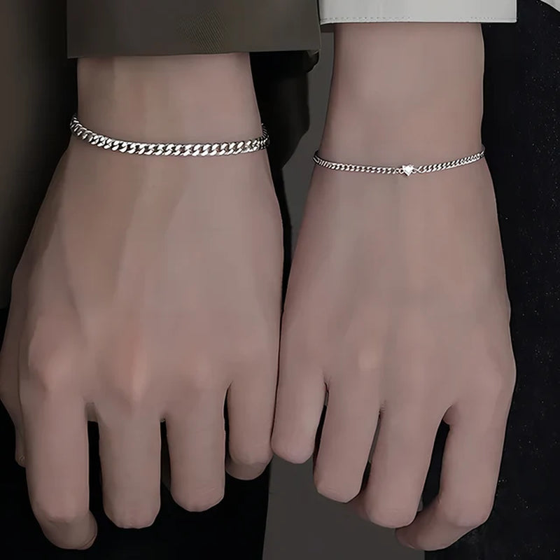 Stainless Steel Heart Bracelets Set