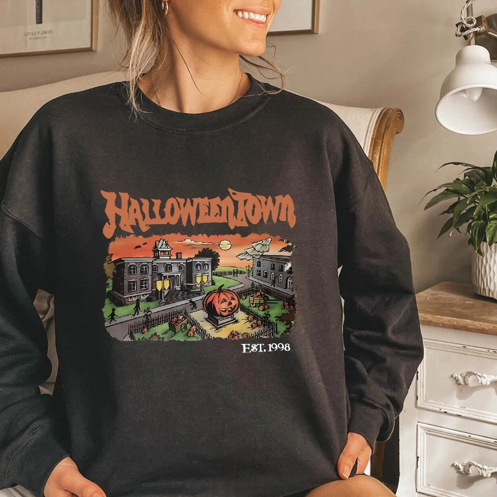 Retro Halloweentown 1998 Crewneck Sweatshirt Halloween Shirt Funny Halloween Party Sweater Fall Pumpkin Tshirts Halloween Gift-Gennys fashion