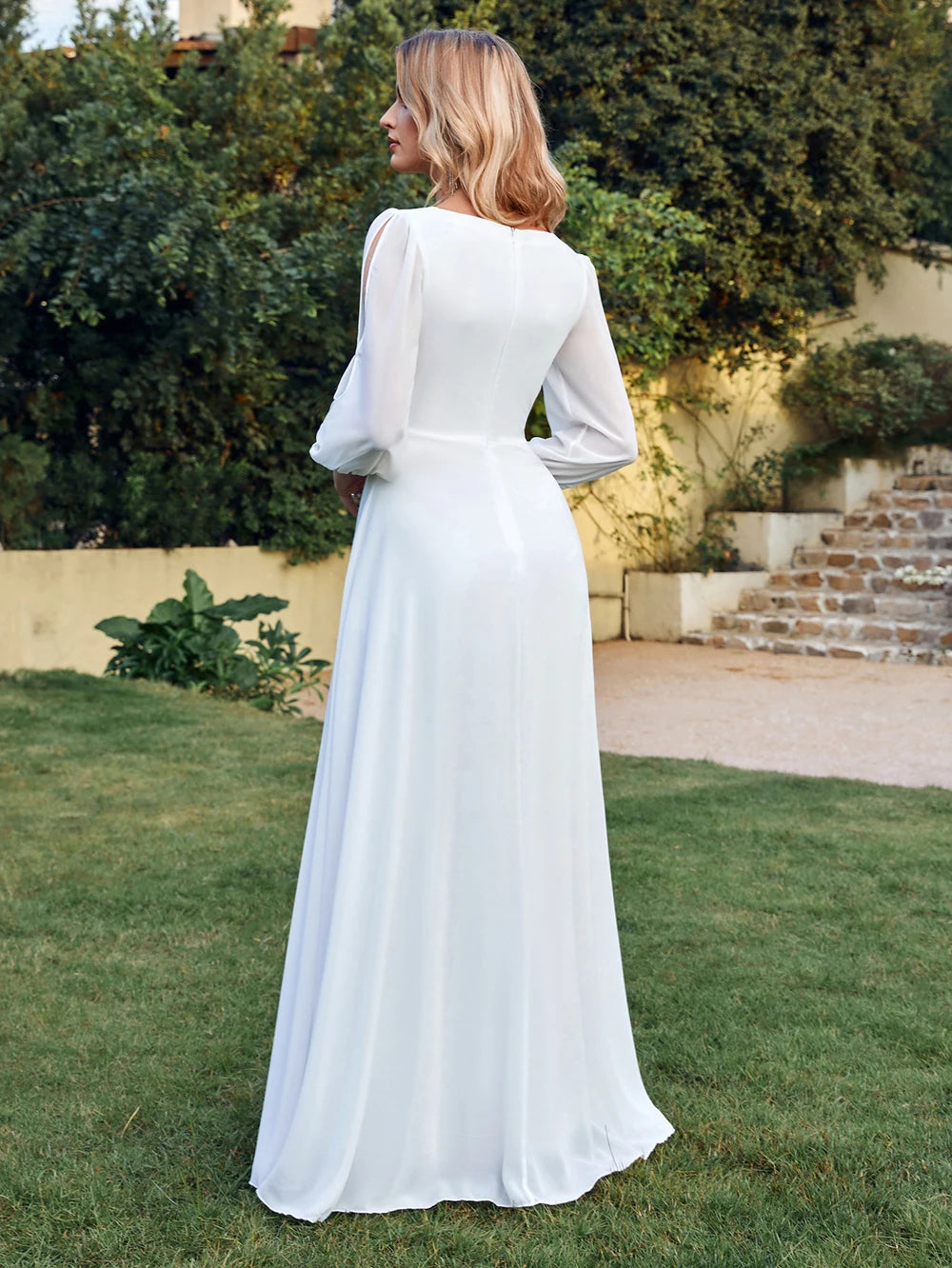 White Chiffon Evening Dresses Elegant Appliques a Line Draped Embroidery Prom Formal Party Gowns for Bride Vestido De Fiesta-Gennys fashion