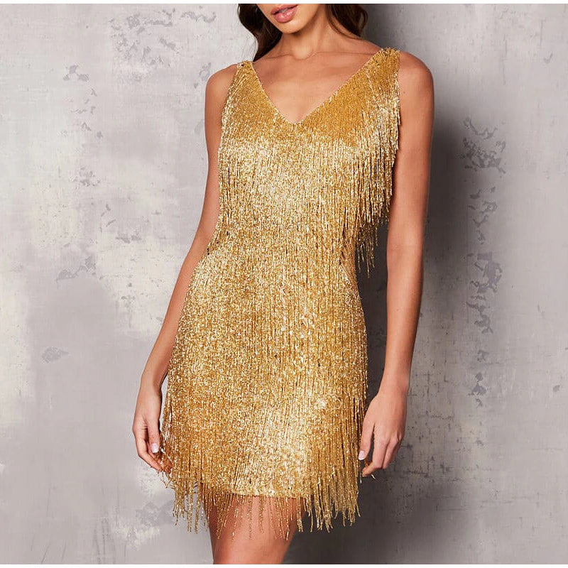 Sexy Tassel Feather Mini Dress