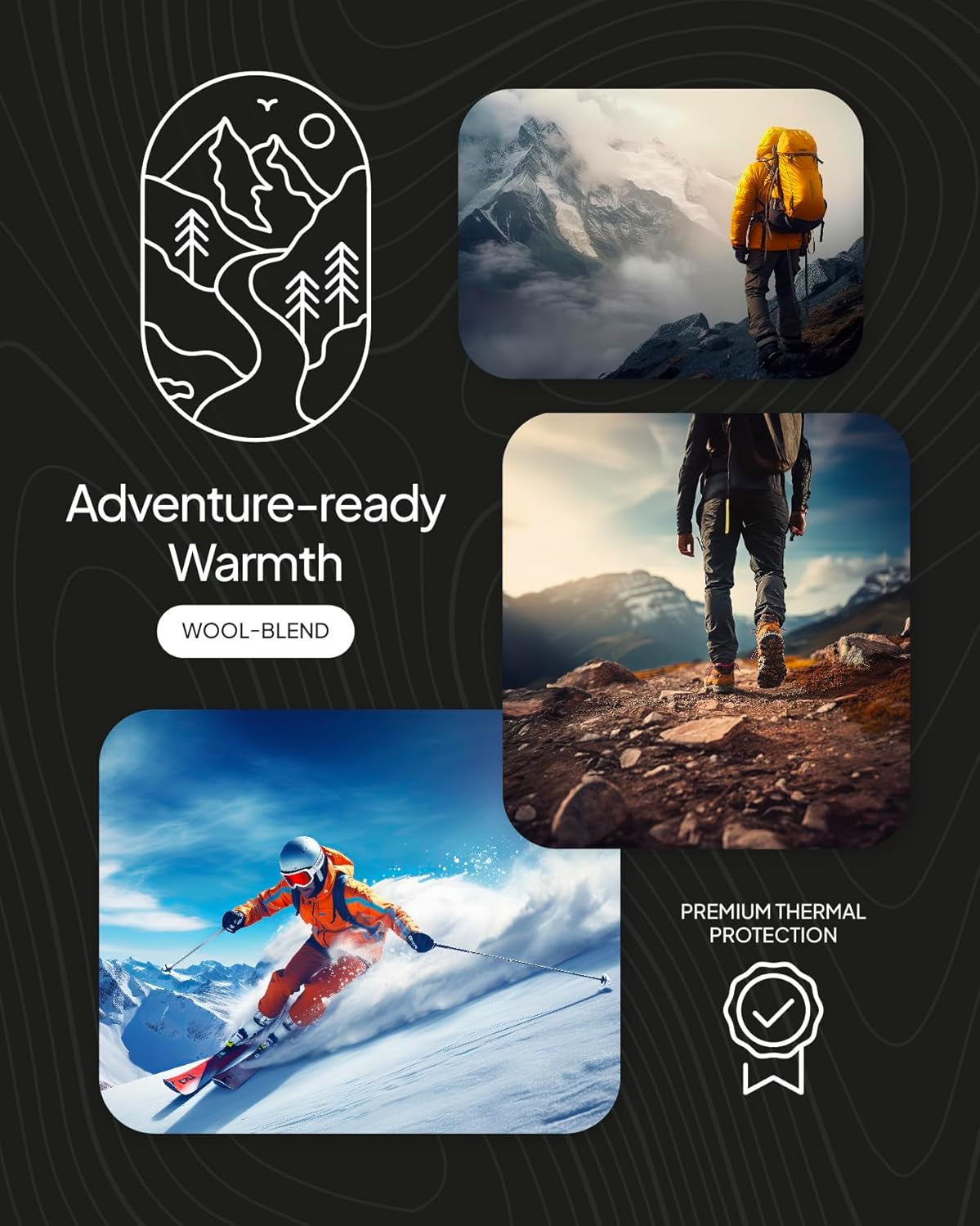 4 Pairs Mens Thermal Socks, Merino Wool-Blend, Thick Hiking Socks, Breathable, Warm and Perfect for Outdoor Winter Wear, UK 6-11-Gennys fashion
