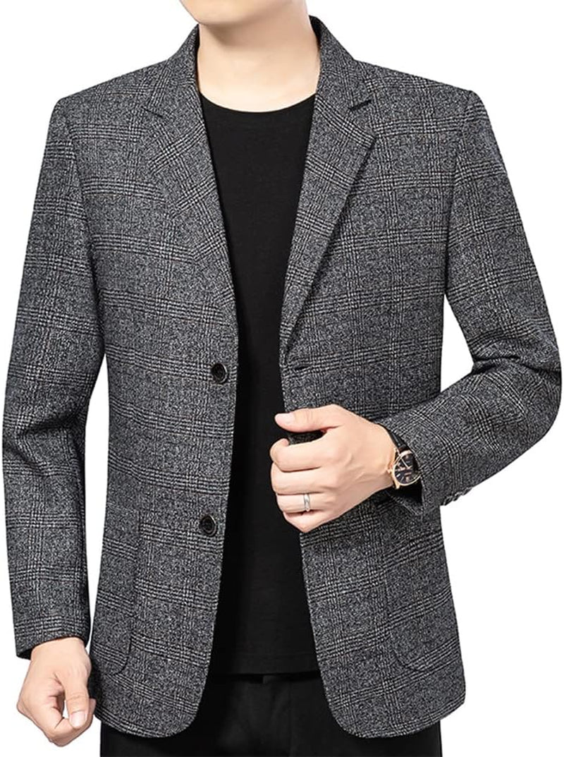 Vintage Slim Fit Plaid Blazer