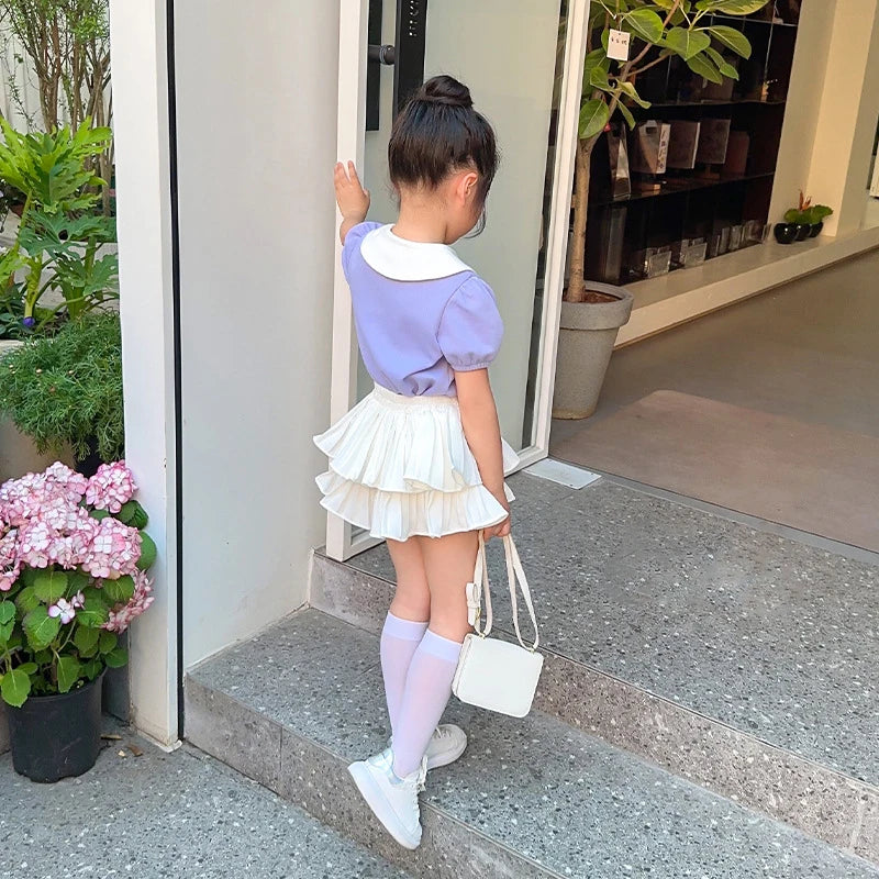 Girls' Cake Skirt Summer White Half Skirt Princess Style Children'S Fluffy Short Skirt Fashionable Street Style Baby-Gennys fashion