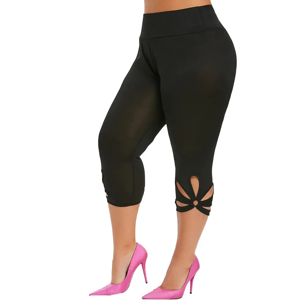 Women'S Leggings Spring and Summer Elastic High Waist Slim Seamless Leggings Hollow Out Casual Fitness Pants plus Size 5XL-Gennys fashion