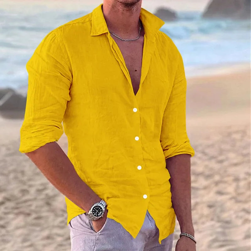 Men's Casual Slim Fit Linen Shirt
