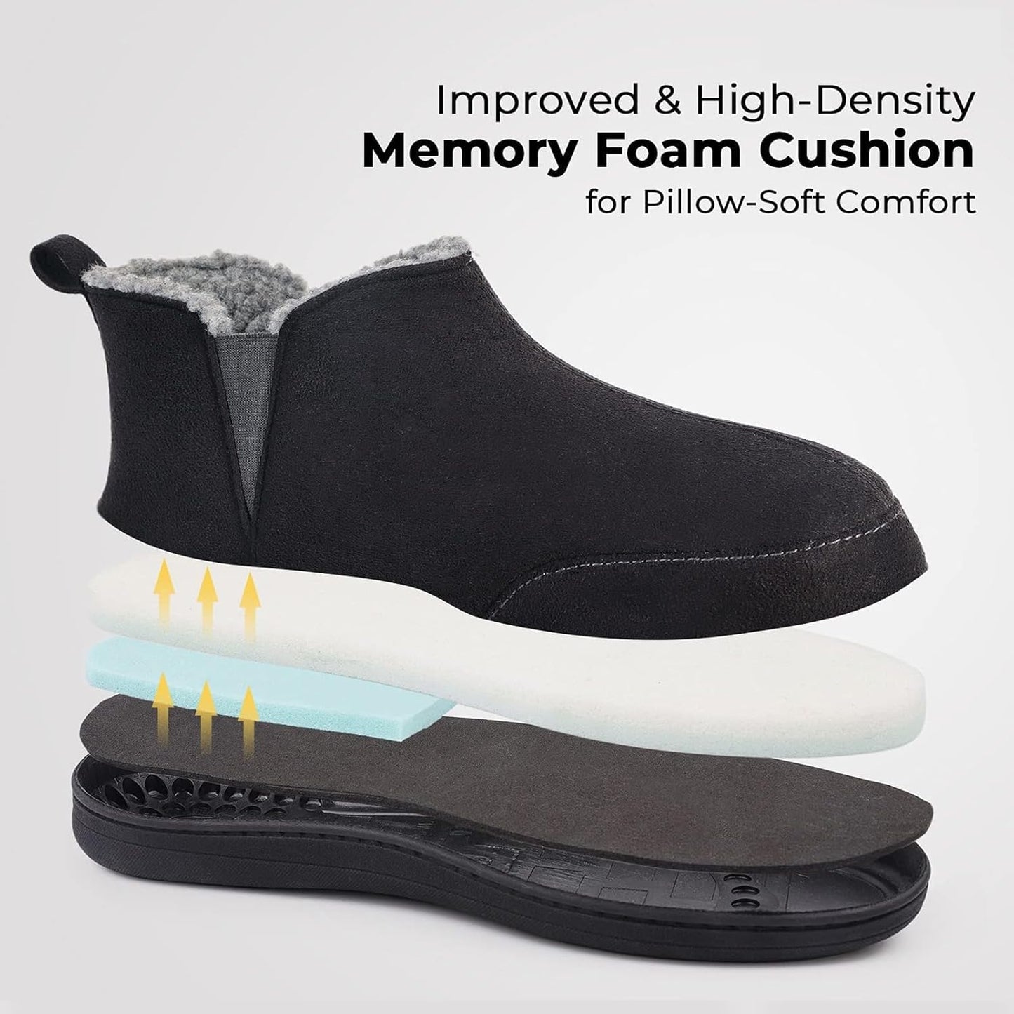Men'S Micro Suede Sheepskin Hi-Top Slippers with Elastic Dual Gores-Gennys fashion