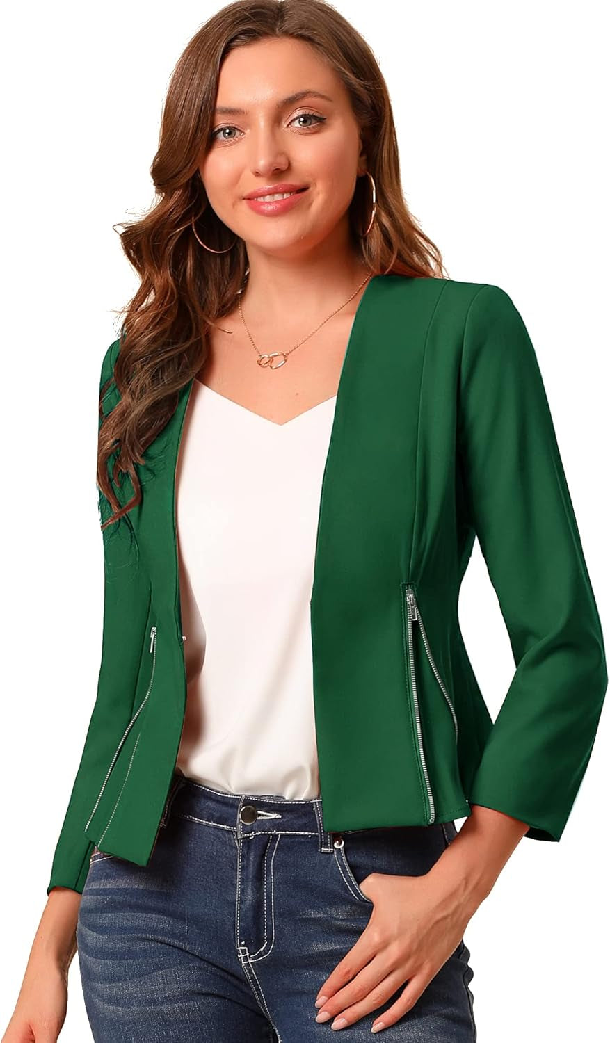 Women's Zip-Detail Crop Blazer