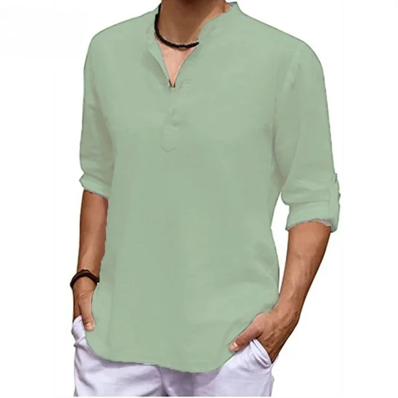 Men'S Shirts Casual Outdoors Basic Style Solid Color All-Match Long-Sleeved Thin Loose Blouse Male Spring Autumn Streetwear-Gennys fashion