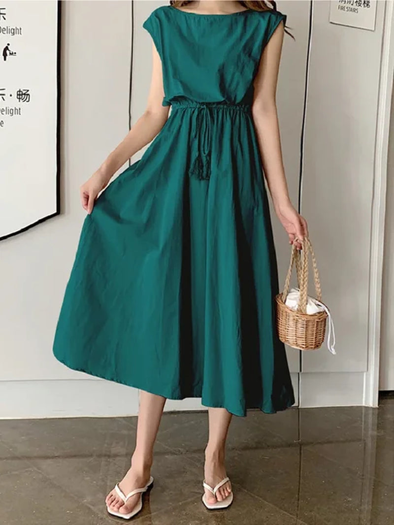 10 Colors S-2XL Summer Women Dress Maxi Evening Female Vintage Dress Oversize Short Sleeve Beach Dresses Robe Vestido Cotton-Gennys fashion