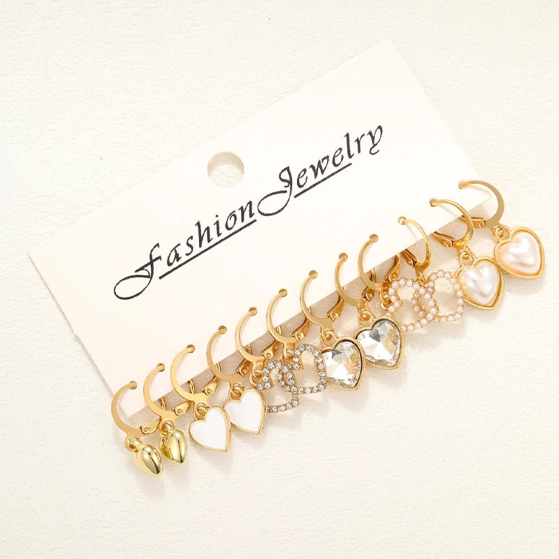 36 Pcs Boho Heart Hoop Earring Set-Gennys fashion