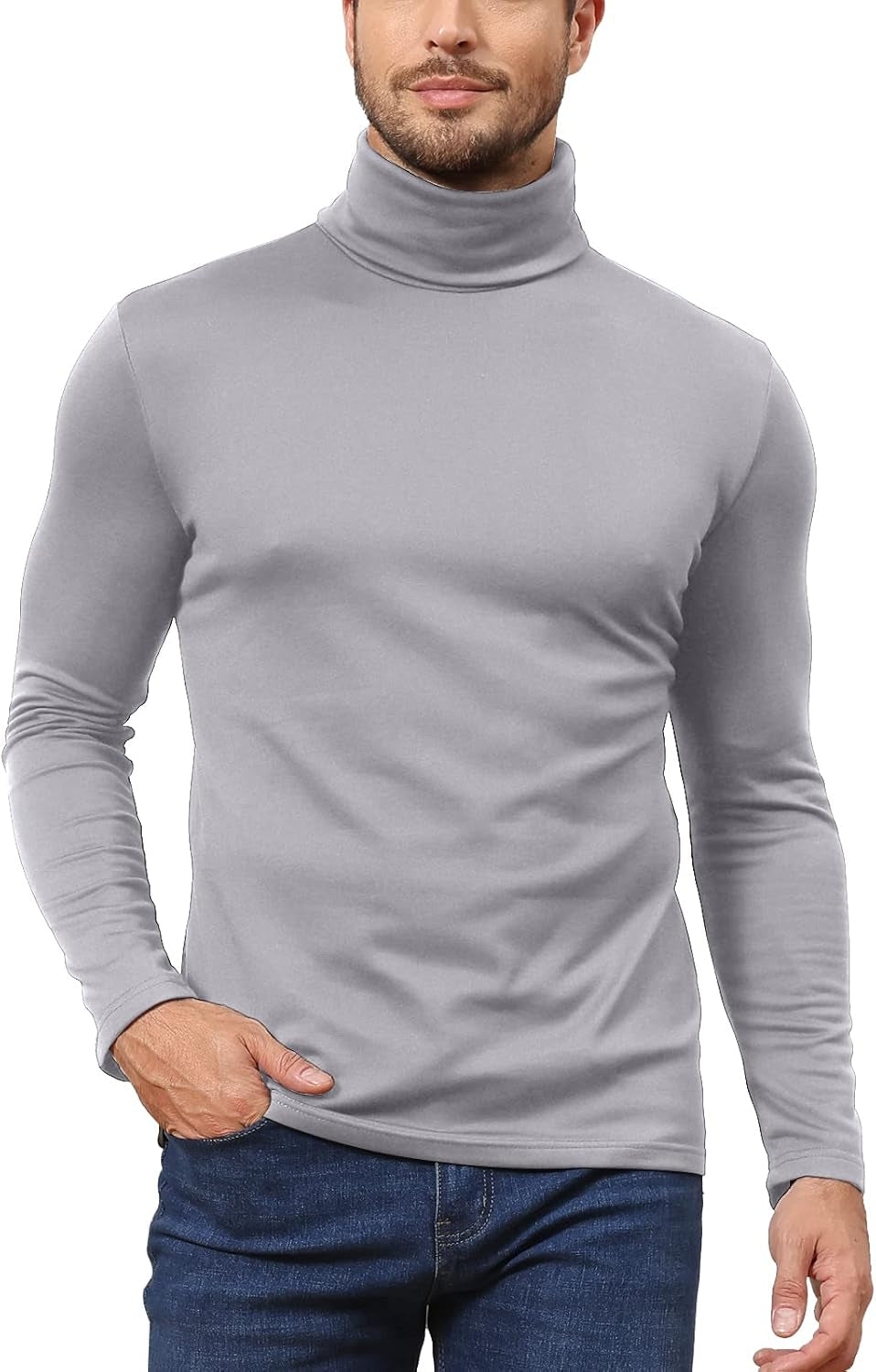 Men Turtleneck Jumper Lapel Pullover Solid Color Tops Knitwear Sweaters Cotton Wool Blend-Gennys fashion