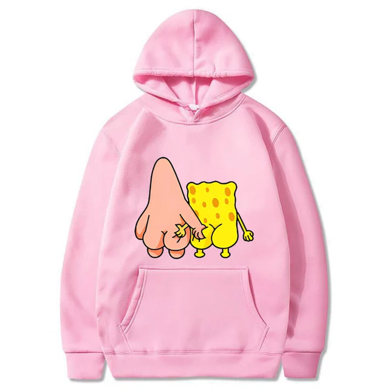 Fun and Funny Spongebob Squarepants and Patrick Star Men'S and Women'S Fashion Anime Street Trend Y2K Leisure Sports Hoodie-Gennys fashion