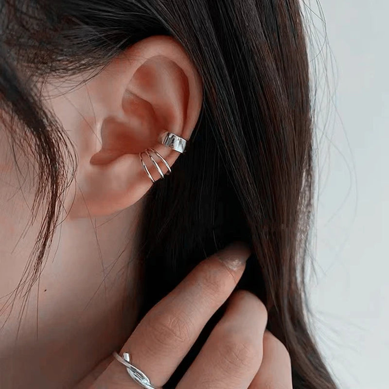 Gold Silver Leaf Clip Earrings Set