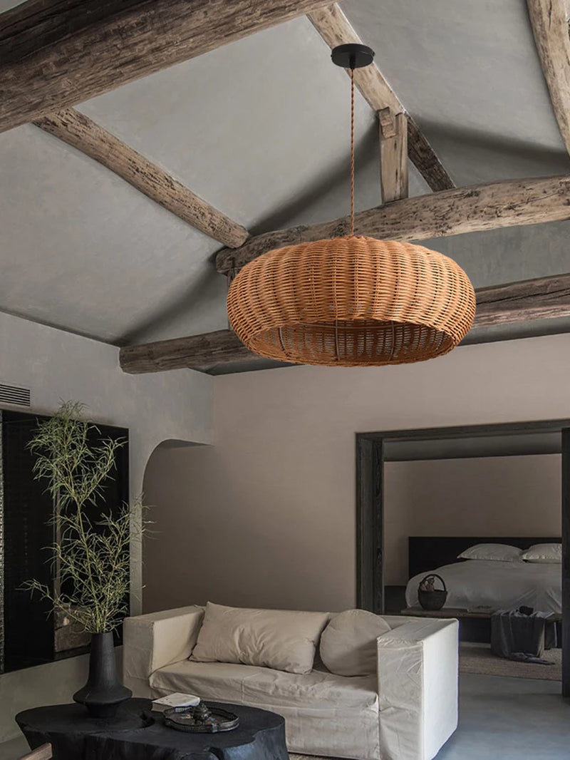 Southeast Asia Rattan Chandelier Cafe Creative Handmade Staircase Lights Vintage Lampshade Restaurant Bar Bird'S Nest Lighting-Gennys fashion